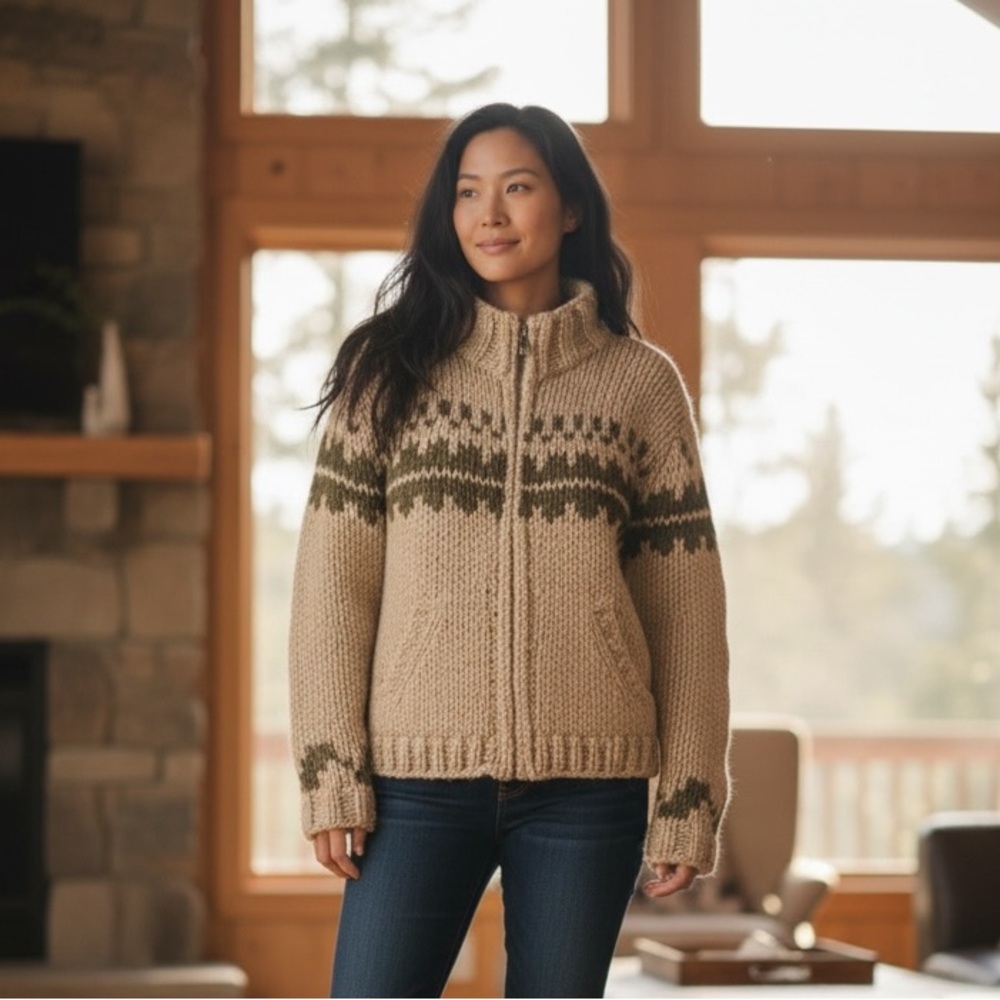 Abercrombie & Fitch Wool Knit Sweater Size Large Made in Canada Fair Isle